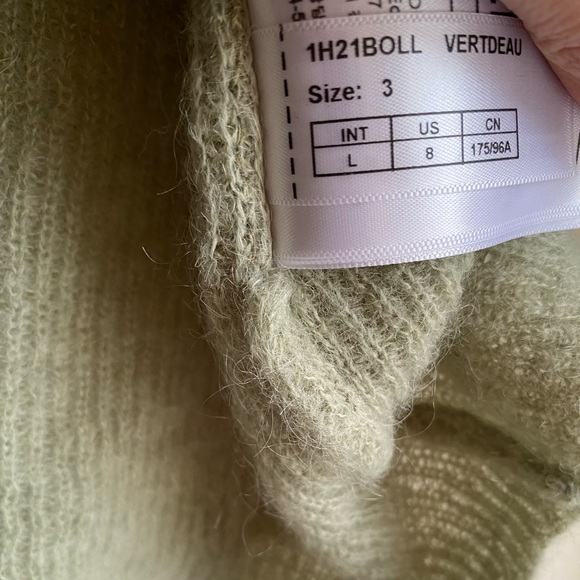 Ba&sh Mohair and Alpaca blend Lady Pullover Turtleneck Sweater Soft Green Size L - Picture 7 of 14